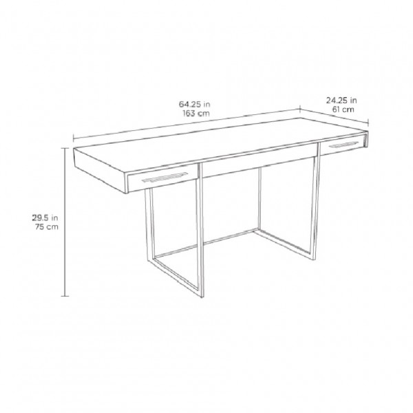 BDI Format 6301 Desk, Charcoal Stained Ash / Satin White - dimensions