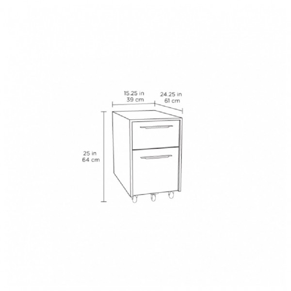 BDI Format 6307 Mobile File Pedestal, Charcoal / Satin White - dimensions