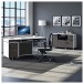 BDI Format 6301 Desk and Multi Cabinet, Charcoal Ash / Satin White - lifestyle