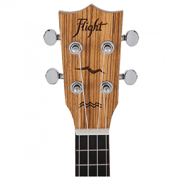 Flight DUC525 Concert Ukulele, Zebrano B&S (Solid Top) - Headstock Front