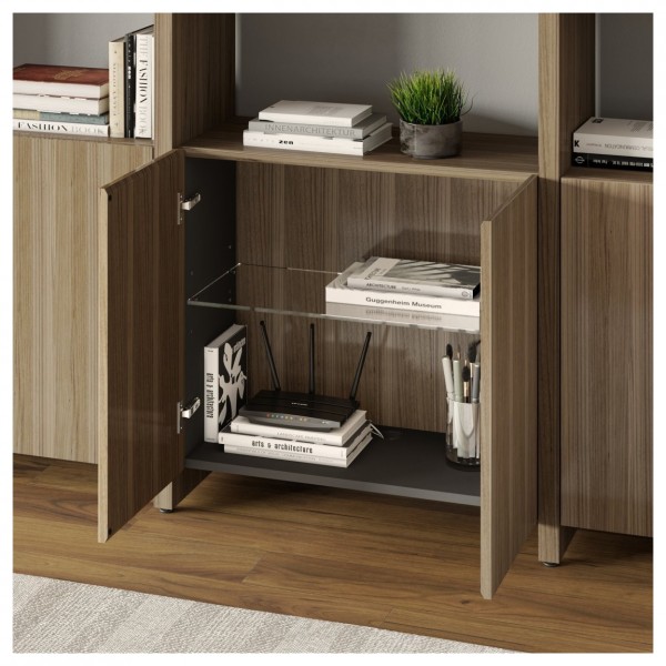 BDI Linea 5802A Double Width Bookshelf Add On, Natural Walnut - cupboard
