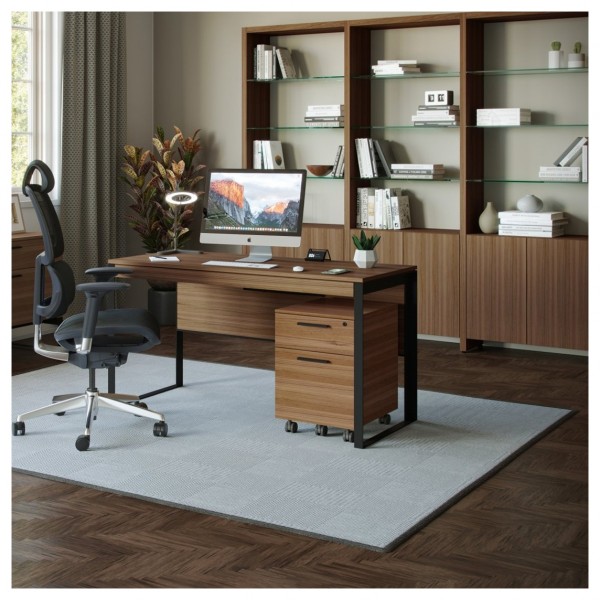 BDI Linea 5802A Double Width Bookshelf Add On, Natural Walnut - combined office