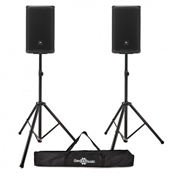 JBL PRX912 12" Active PA Speakers, Pair with Stands