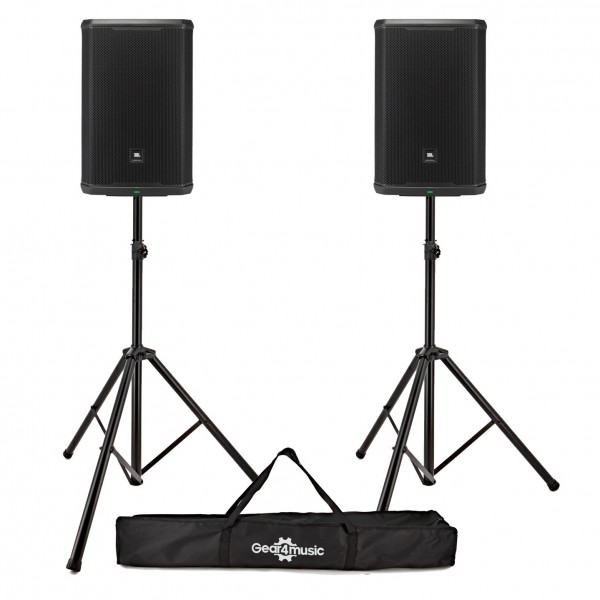 JBL PRX915 15" Active PA Speaker, Pair with Stands