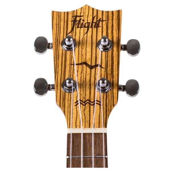 Flight DUC328CEQ Concert Electro Ukulele, Zeb B&S - Headstock Front