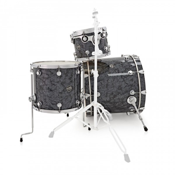 DW Drums Performance Series 22" 4 Piece Shell Pack, Black Diamond - Side Angle