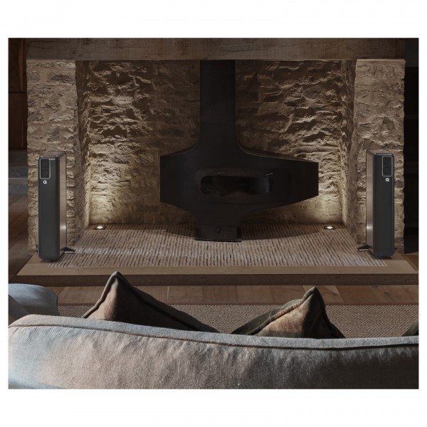 Q Acoustics Q Active 400 Wireless Speaker System, Black fireplace photoshoot