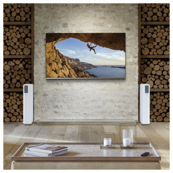Q Acoustics Q Active 400 Wireless Speaker System, White livingroom photoshoot