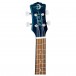 Luna Owl Quilt Top Electro Concert Ukulele, Trans Blue headstock