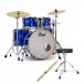 Pearl Export 22'' Rock Drum Kit w/Stool and Sticks, High Voltage Blue