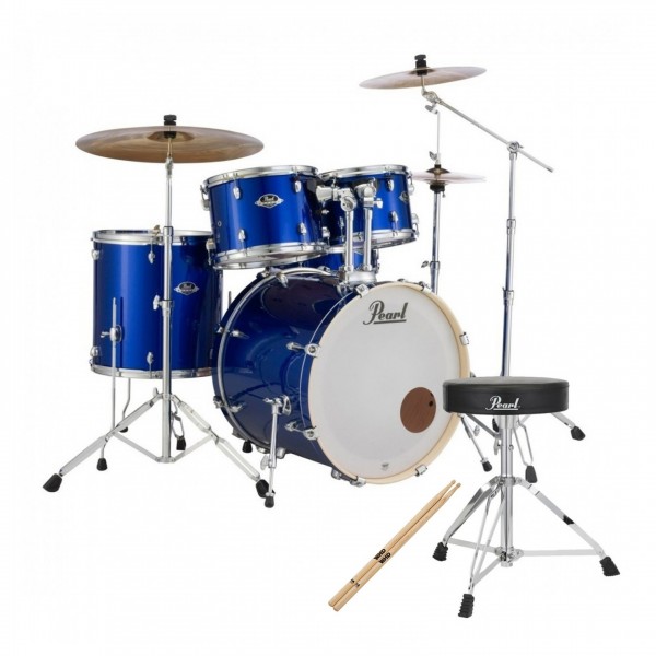 Pearl Export 22" Am. Fusion Drum Kit w/Stool and Sticks, Voltage Blue