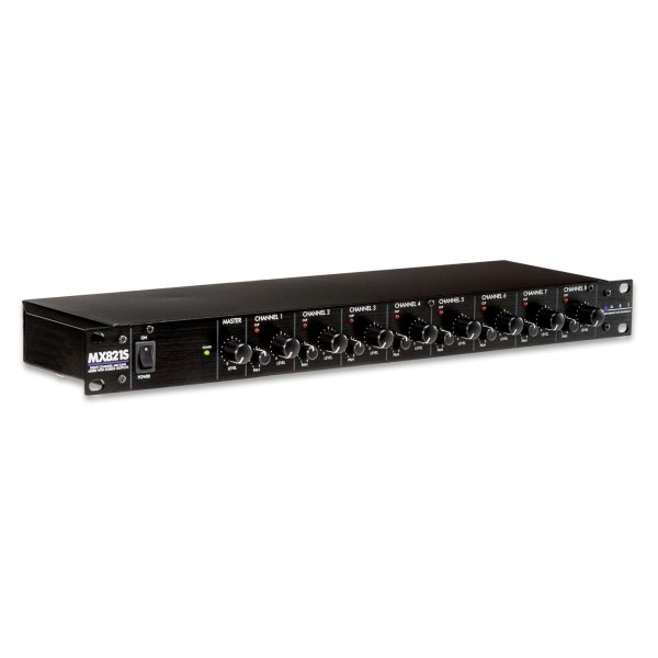 MX821S Eight Channel Mixer with Stereo Outputs - Angled