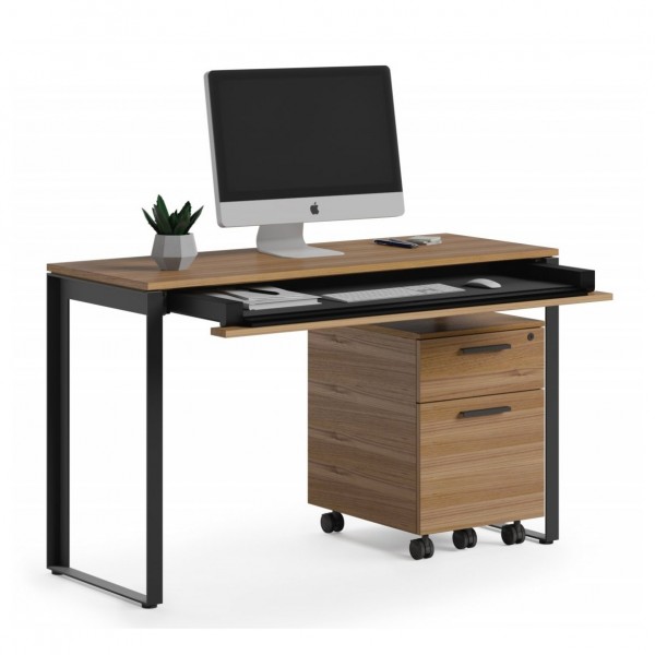 BDI Linea 6222 Console Desk and File Pedestal. Natural Walnut