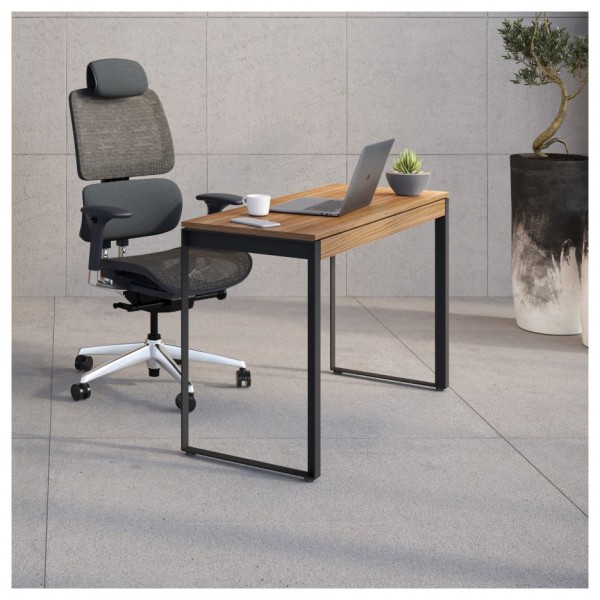 BDI Linea 6222 Console Desk and File Pedestal. Natural Walnut - lifestyle