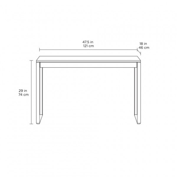 BDI Linea 6222 Console Desk and File Pedestal. Natural Walnut - dimensions