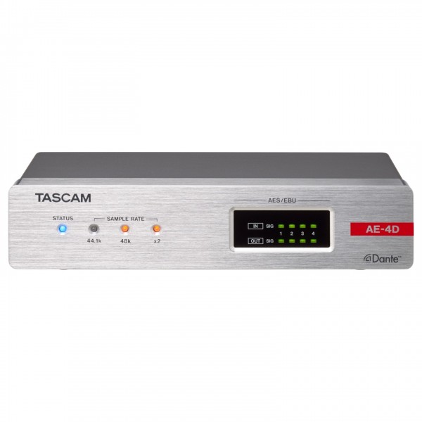 Tascam AE-4D Four-Channel AES/EBU-Dante Converter with DSP. XLR - Front
