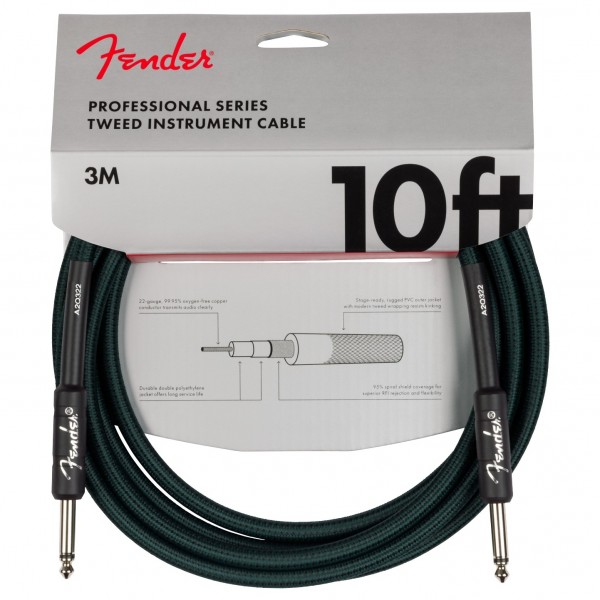 Fender Limited Edition Professional Tweed Cable, 10', Sherwood Green