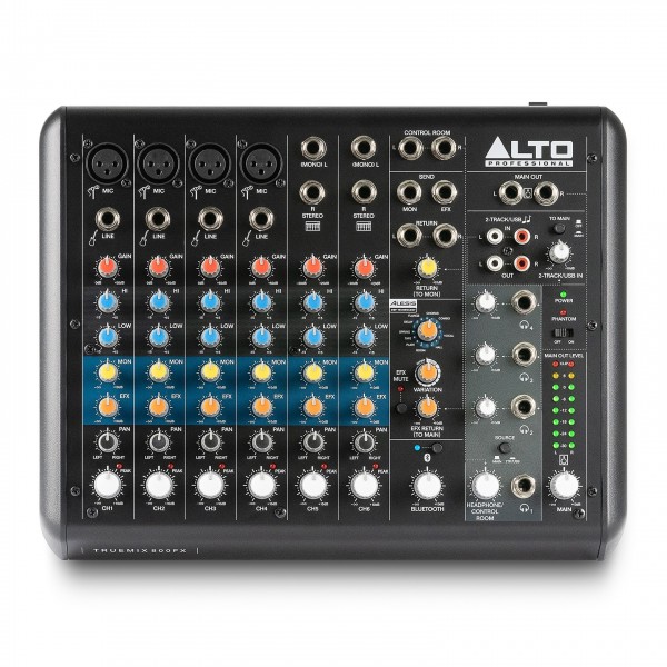 Alto TRUEMIX 800FX 8-Channel Mixer with USB, Bluetooth and MultiFX Front