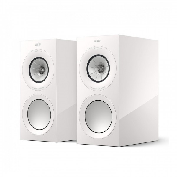 KEF R3 Meta Bookshelf Speakers (Pair), White Gloss Front View