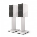 KEF R3 Meta Bookshelf Speakers, White with Stands & Terminated Chord ClearwayX Speaker Cables