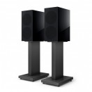 KEF R3 Meta Bookshelf Speakers, Black with Stands & Terminated Chord ClearwayX Speaker Cables