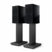 KEF R3 Meta Bookshelf Speakers, Black with Stands & Terminated AudioQuest Rocket 11 Cables