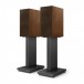 KEF R3 Meta Bookshelf Speakers (Pair), Walnut Front View With Stands