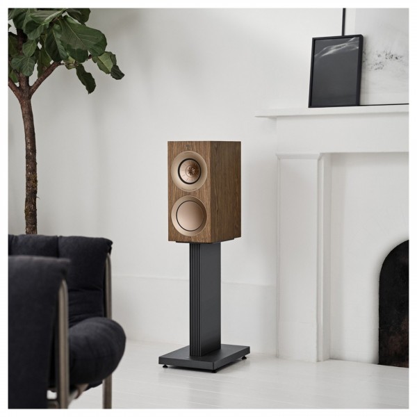 KEF R3 Meta Bookshelf Speakers, Walnut with Stands & Terminated