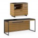 BDI Sequel 20 6101 Desk and 6117 Multi Cabinet, Natural Walnut Black