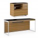 BDI Sequel 20 6101 Desk and 6117 Multi Cabinet, Natural Walnut Nickel