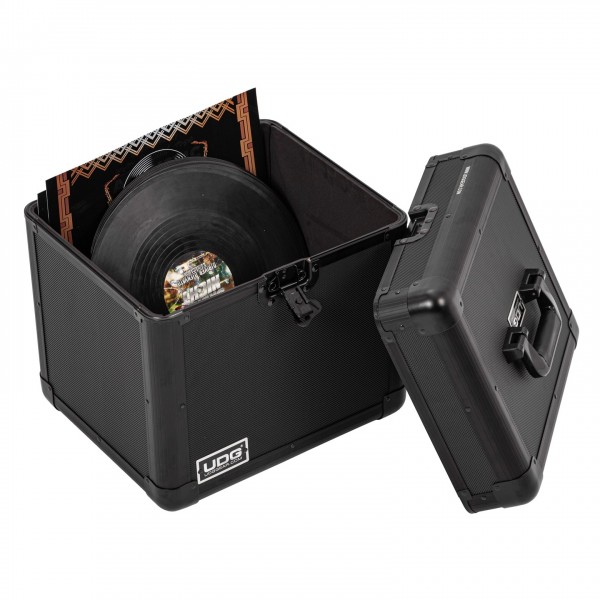 UDG Ultimate Record Case 80 Vinyl, Black - Angled Open (Records Not Included)