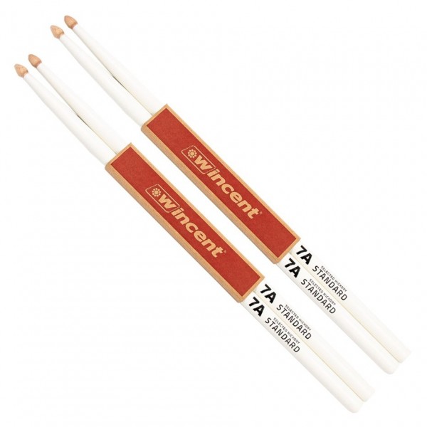 Wincent Hickory 7A Natural Drumsticks, White, 2pk