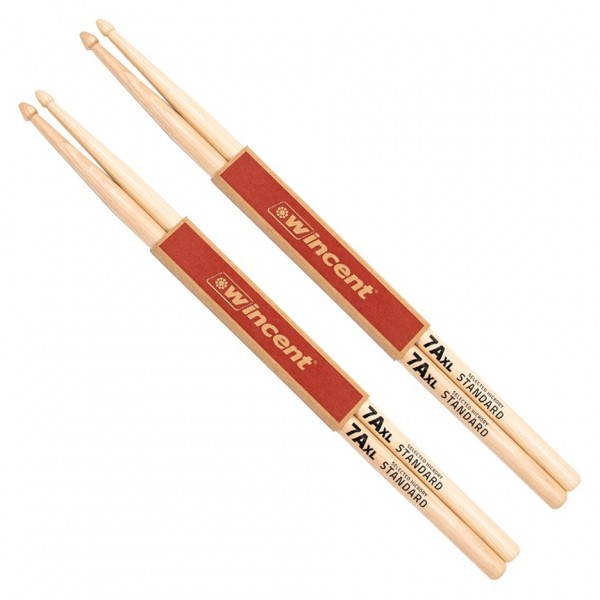 Wincent Hickory Standard Extra Long 7A Drumsticks, 2pk