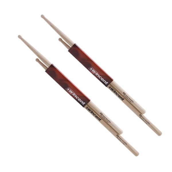 Wincent Hickory Fusion 5A/5B Mix Round Tip Drumsticks, 2pk