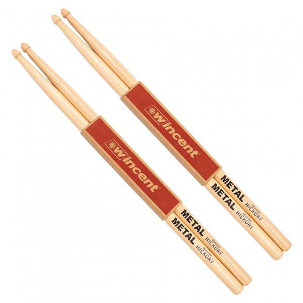 Wincent Hickory Standard Metal Drumsticks, 2pk