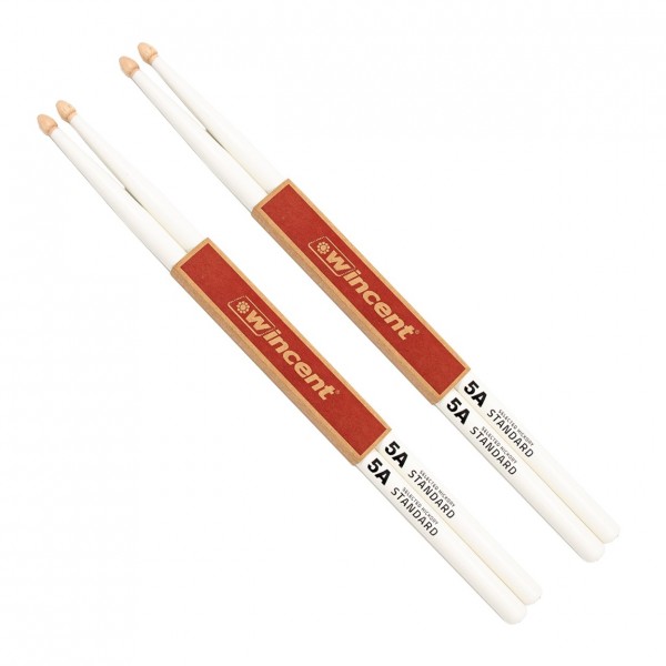 Wincent Hickory 5A Natural Drumsticks, White, 2pk