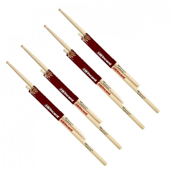 Wincent Hickory Fusion 5A/5B Mix Round Tip Drumsticks, 4pk