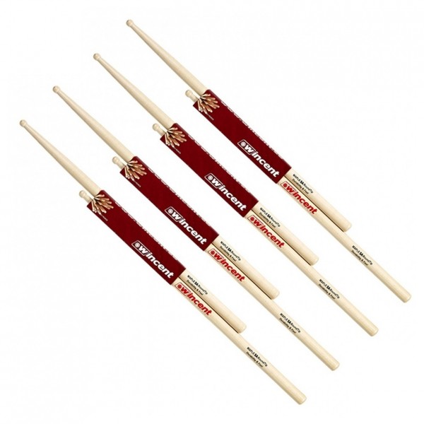 Wincent Maple 5A Round Tip Drumsticks, 4pk