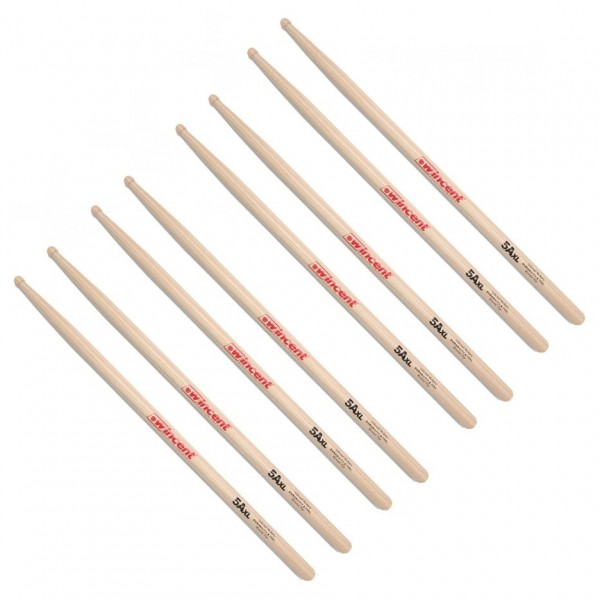 Wincent Hickory 5AXL RoundTip Drumsticks, 4pk