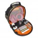 UDG DIGI Headphone Bag, Black Camo/Orange - Angled Open (Headphones and Accessories Not Included)