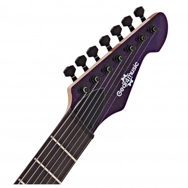 Harlem S 7-String Fanned Fret Guitar by Gear4music, Purple Sparkle
