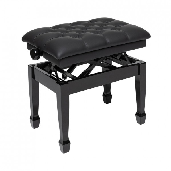 Stagg Concert Hydraulic Piano Bench, Black Vinyl, Gloss Black Mechanism