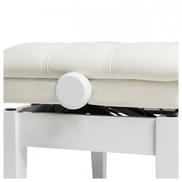 Stagg Concert Hydraulic Piano Bench, White Vinyl, Gloss White Mechanism