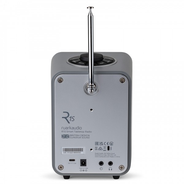 Ruark Audio R1S Smart Radio, Mid Grey Back View