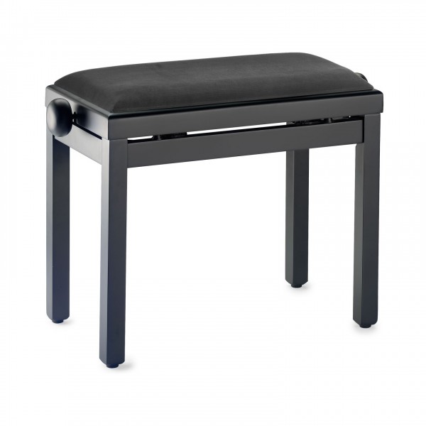 Stagg Adjustable Piano Bench, Black Velvet, Matte Black