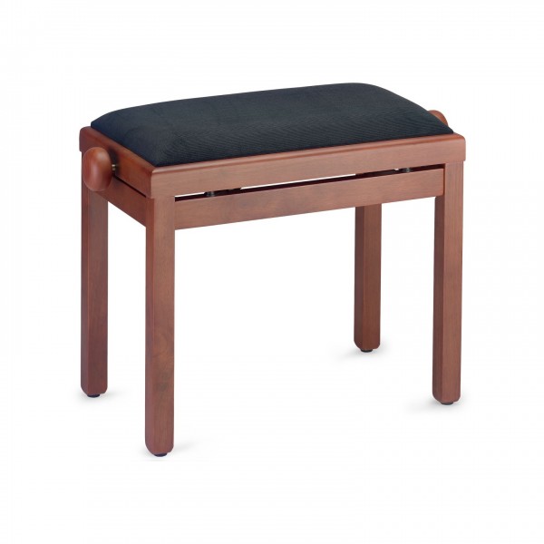 Stagg Adjustable Piano Bench, Black Velvet, Matte Mahogany