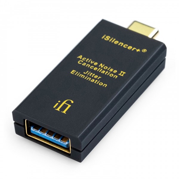 iFi iSilencer+ USB Noise Filter, USB-C to USB-A - Angled Flat