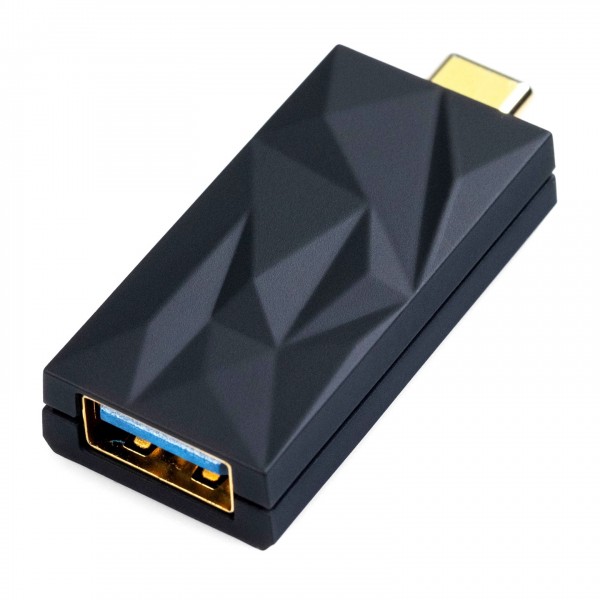 iFi iSilencer+ USB Noise Filter, USB-C to USB-A - Angled Flat Rear 