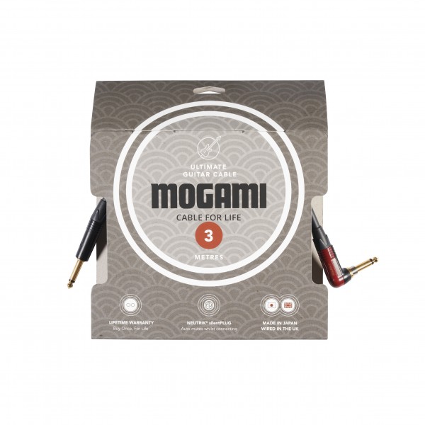 MOGAMI Ultimate Instrument Cable (One straight, one angled jack), 3m
