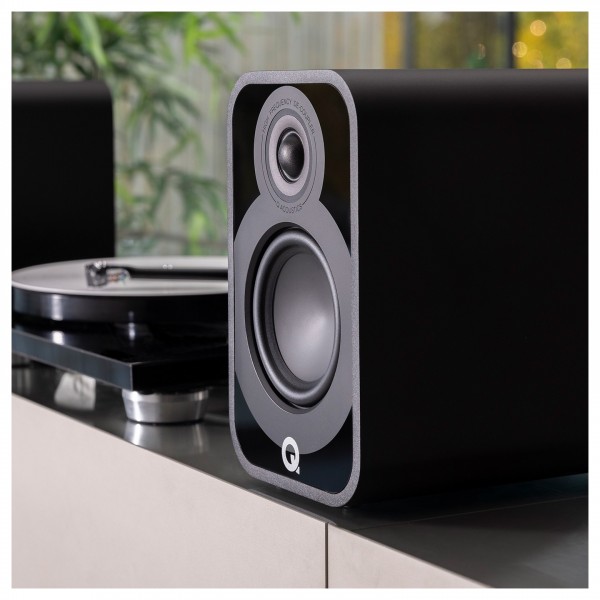 Q Acoustics Q 5010 Bookshelf Speakers, Satin Black (Pair) Lifestyle View